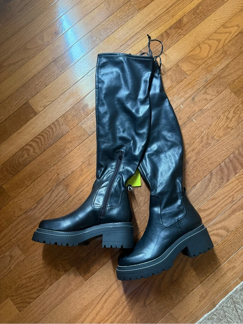 Gianni Bini Black Knee HIgh Combat Boots Sz 10 NWOB